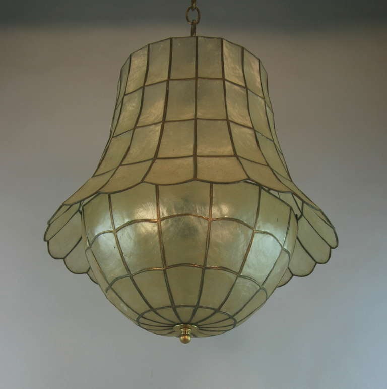 Philippine Large Bell Capiz Shell Pendant