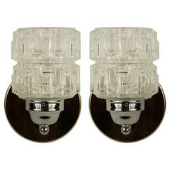 Pair of Geometric Glass Sconces