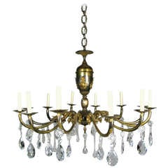 ON SALE Oversized Italian, Two-Tone Crystal and Bronze Chandelier 9