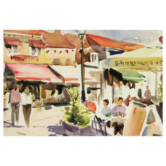 French Cafe Watercolor Painting 3