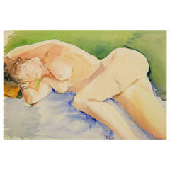 "Nude in the Grass" Watercolor Painting 7
