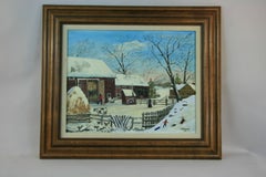Primitave Winter Farm Scene
