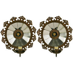 Vintage Pair of Girandole Mirrored Sconces
