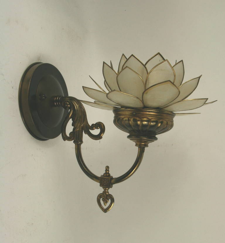 Pair of Tulip Capiz Shell Sconces