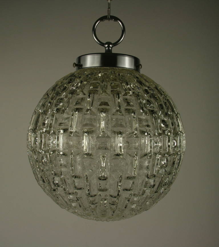 American ON SALEGeometric Glass Sphere Pendants with Nickel Hardware, Two Available
