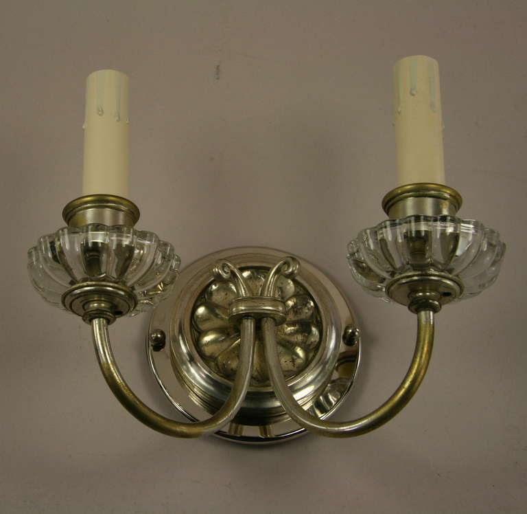 Pair of circa 1920s Two Light Sconces For Sale at 1stdibs