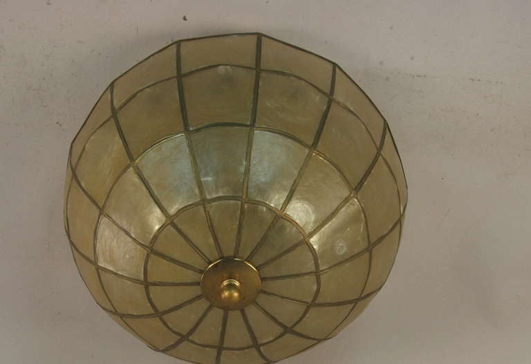 Late 20th Century Dome Shaped Capiz Shell Flush Mount