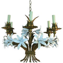 ON Sale Gilt Tole Italian Flower Six-Light Chandelier 3