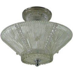 Art Deco Clear and Frosted Glass, Semi Flush Mount