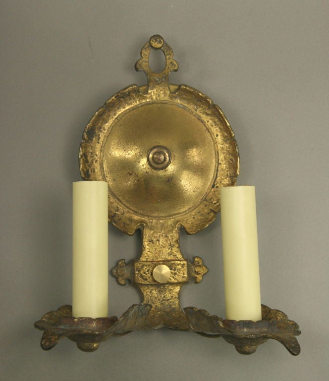 Pair Hammered Brass  Double Arm Sconce (2 pair available)