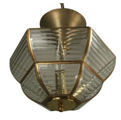 Deco Ribbed Glass and Brass Flushmount (2 Available)