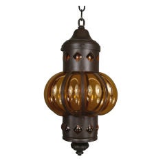Exotic Metal Amber Glass Lantern/Pendant
