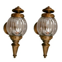 Antique Pair Embossed Glass  nautical Sconce