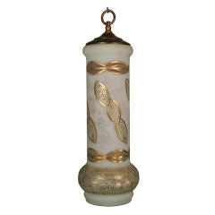 Frosted  Glass Hand Painted Cylindrical Pendant(2available)