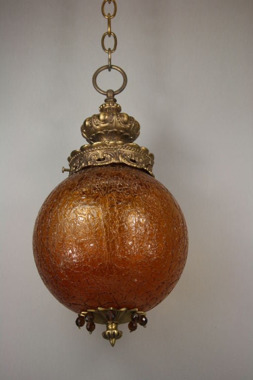 Amber Crackle Glass Globe Pendant