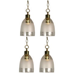 1940
s Frosted Clear Glass Pendant ( Four available)