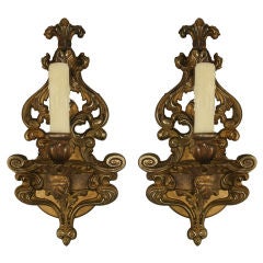 Pair Large Ornate Italian Gilded Sconce (Two pair available)