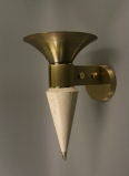 Pair Marble Cone Torchiere Sconce