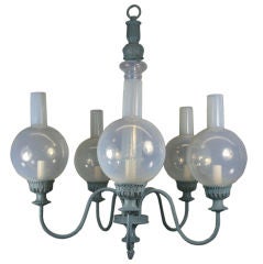 Slate Blue Opaline Glass Chandelier