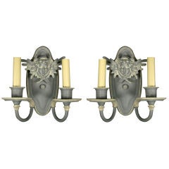 Pair Figurale  Double Arm Hand Painted Sconce