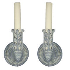 Pair Single Arm French gray Sconces