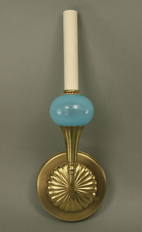 Pair of Blue Murano Glass Sconces