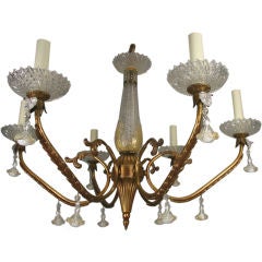 Murano Glass Gold Dust Brass Chandelier, circa 1940s 3