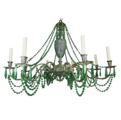 Large Verdigris Crystal Beaded Chandelier