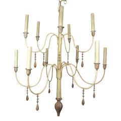 ON SALE  Circa 1920's Two Tier Wood Metal Chandelier