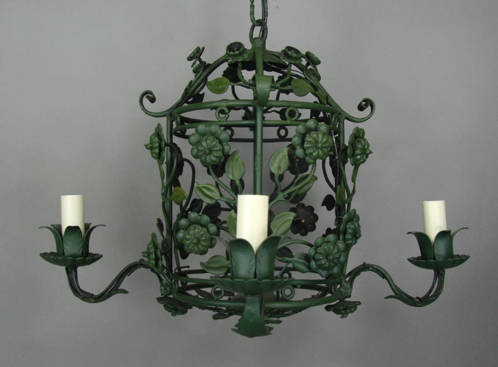 Dark Green French Tole Lantern