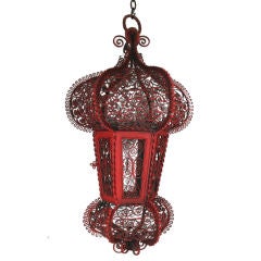 Large Red Scrolled Lantern, circa 1920s