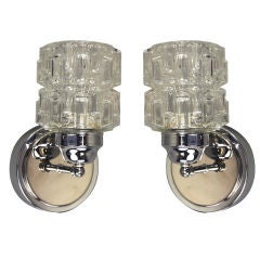 Pair Geometric Glass Moderne  Sconces (Two pair available)