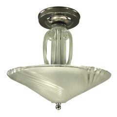 Deco Swirl Frosted and  Clear Glass  semi Flush Mount