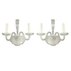 Pair Glass Rope Double Arm Sconce