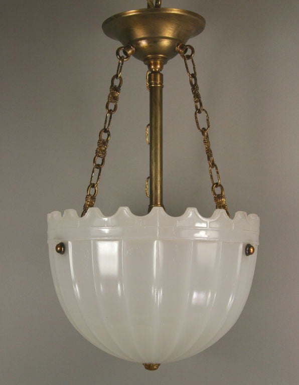Cast Opaline Glass Inverted Dome  Two available