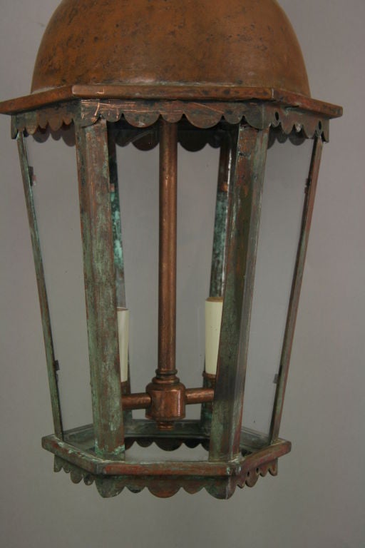 20th Century Copper Verdigris Six Panel Lantern