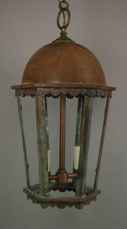 Copper Verdigris Six Panel Lantern 1