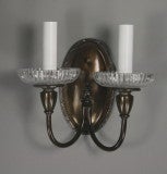 Pair Double Arm Darkned Brass Sconce