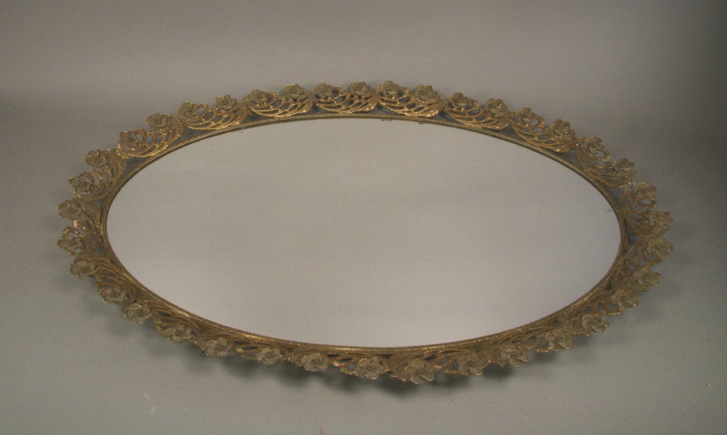 6-541 Italian brass and mirror vanity tray