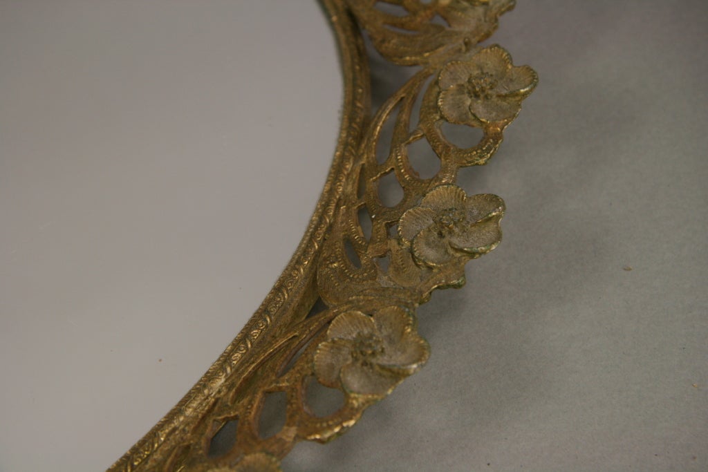vintage oval mirror tray