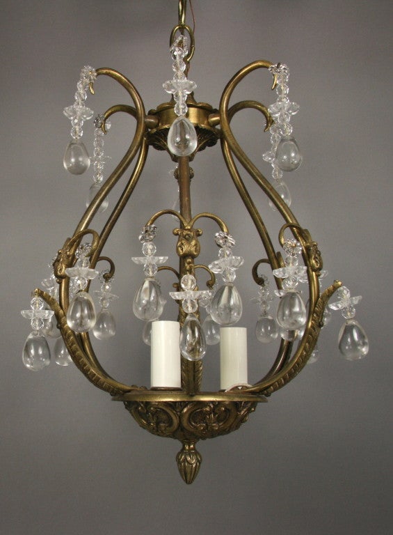 Aged Brass Crystal Beaded  cage  Fixture