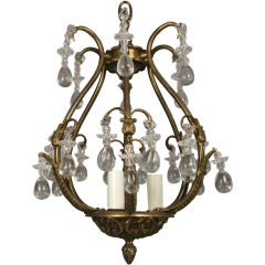 Aged Brass Crystal Beaded  cage  Fixture