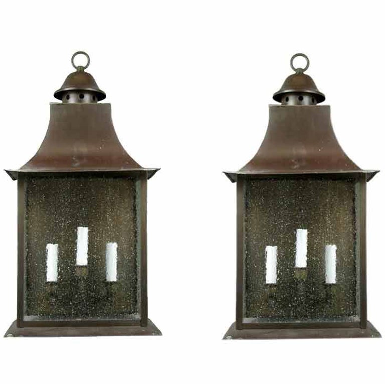 Circa 1920
s Oversized Lantern Sconces