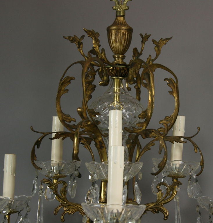 ON SALE Crystal Italian Chandelier, circa 1920s In Good Condition In Douglas Manor, NY