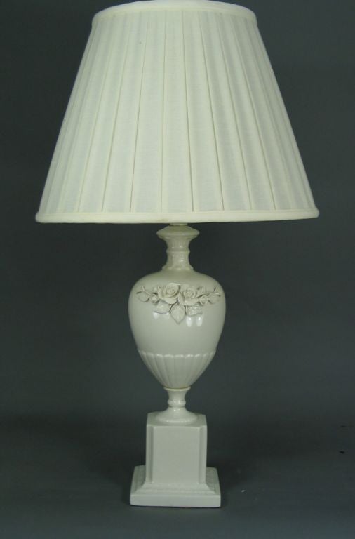 Pair White ceramic italian lamps