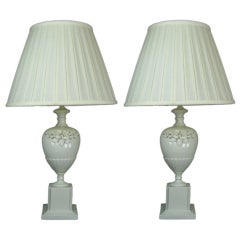 Pair White ceramic italian lamps