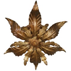 Gilded Foliate Flush Mount / Wall Sconce (2 Available)
