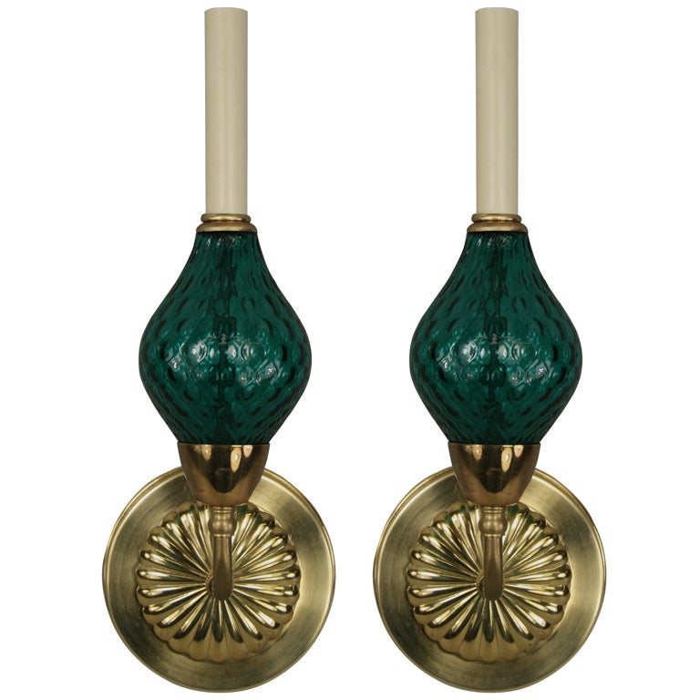 Pair Green Murano Glass Sconce at 1stdibs