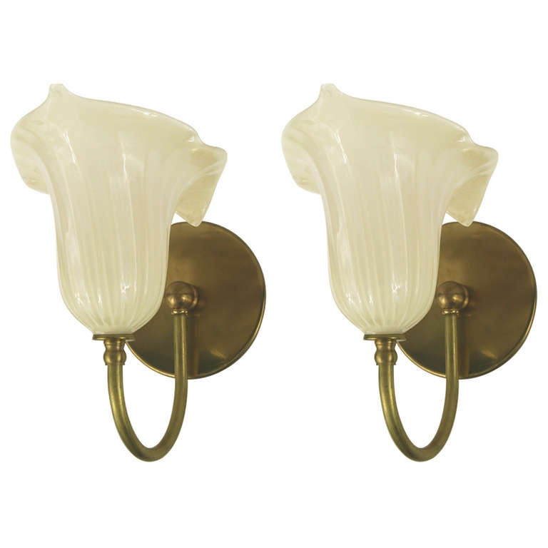 Murano Glass Tulip Sconce (Two pair available) at 1stdibs