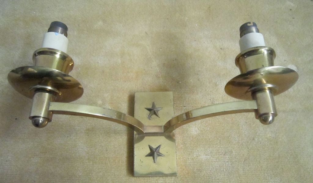 Pair Of Brass Star Sconces For Sale 2